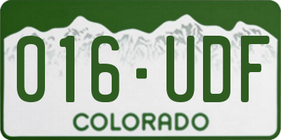 CO license plate 016UDF