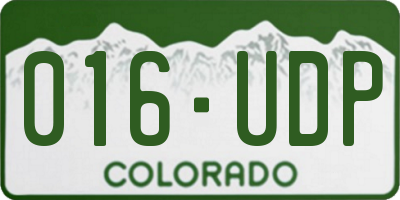 CO license plate 016UDP