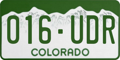 CO license plate 016UDR