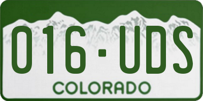 CO license plate 016UDS