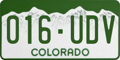 CO license plate 016UDV