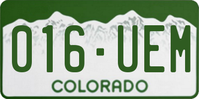CO license plate 016UEM
