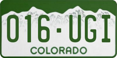 CO license plate 016UGI