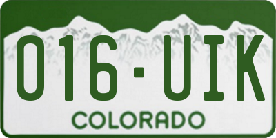 CO license plate 016UIK