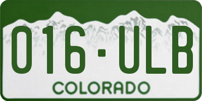 CO license plate 016ULB
