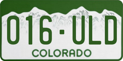 CO license plate 016ULD