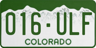 CO license plate 016ULF