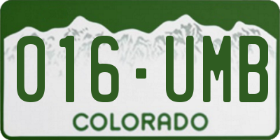 CO license plate 016UMB