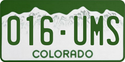 CO license plate 016UMS