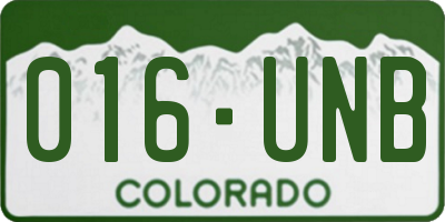 CO license plate 016UNB