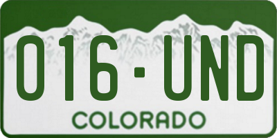 CO license plate 016UND