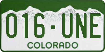 CO license plate 016UNE