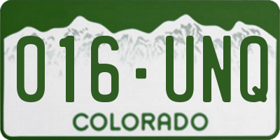 CO license plate 016UNQ