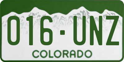CO license plate 016UNZ