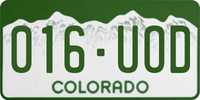 CO license plate 016UOD