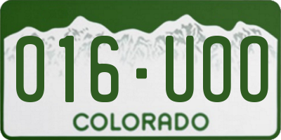 CO license plate 016UOO