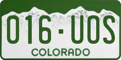 CO license plate 016UOS