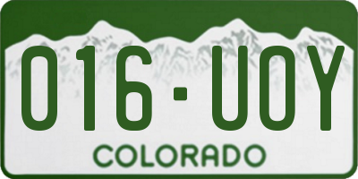 CO license plate 016UOY