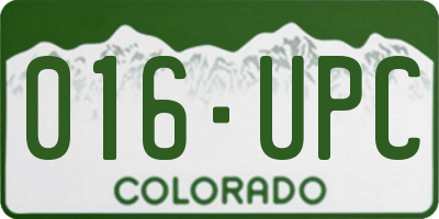 CO license plate 016UPC