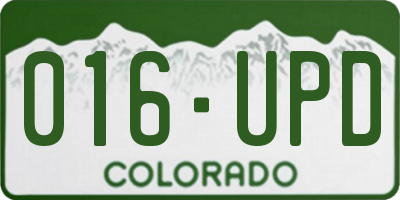 CO license plate 016UPD