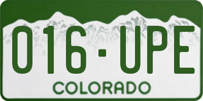 CO license plate 016UPE