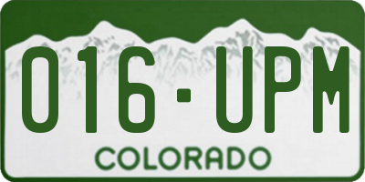 CO license plate 016UPM