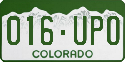CO license plate 016UPO