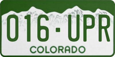 CO license plate 016UPR
