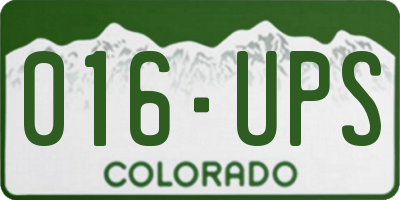 CO license plate 016UPS