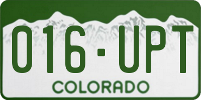 CO license plate 016UPT