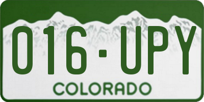 CO license plate 016UPY