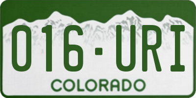 CO license plate 016URI