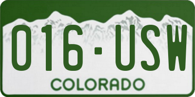 CO license plate 016USW