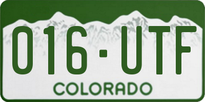 CO license plate 016UTF