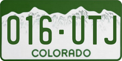 CO license plate 016UTJ