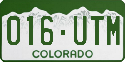 CO license plate 016UTM