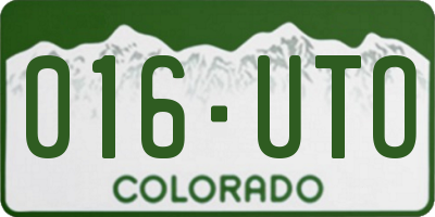 CO license plate 016UTO