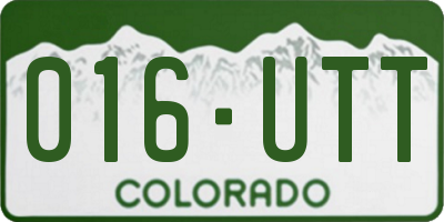 CO license plate 016UTT