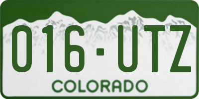 CO license plate 016UTZ