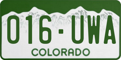 CO license plate 016UWA