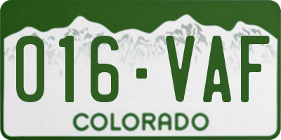 CO license plate 016VAF