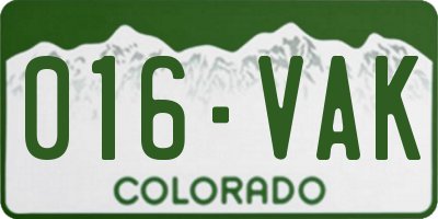 CO license plate 016VAK