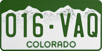 CO license plate 016VAQ