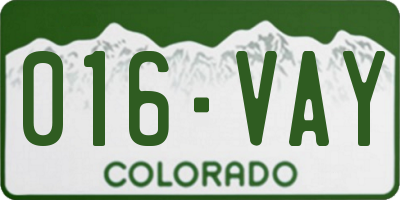 CO license plate 016VAY
