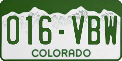 CO license plate 016VBW