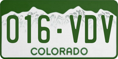 CO license plate 016VDV