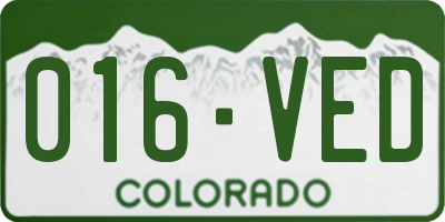CO license plate 016VED