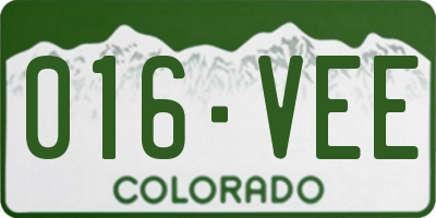 CO license plate 016VEE
