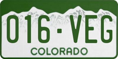 CO license plate 016VEG