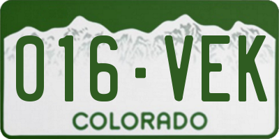 CO license plate 016VEK